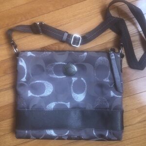 Coach Metallic Charcoal Signature Crossbody Bag